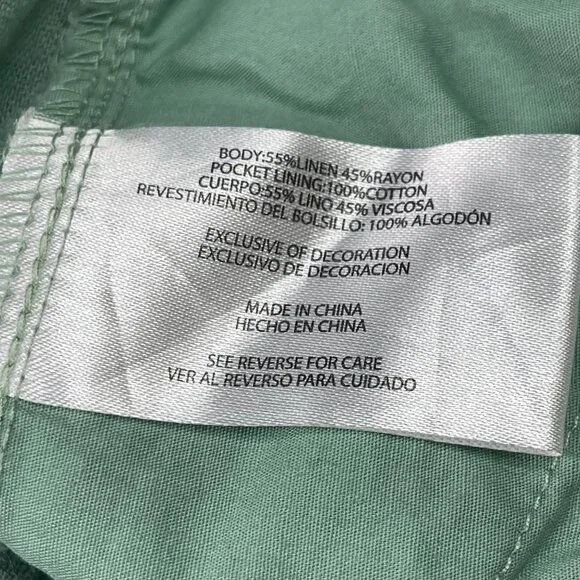 GAP Wide Leg Pants Women's Large Green‎ Pull On Style Linen Rayon Blend Relaxed - Picture 7 of 10